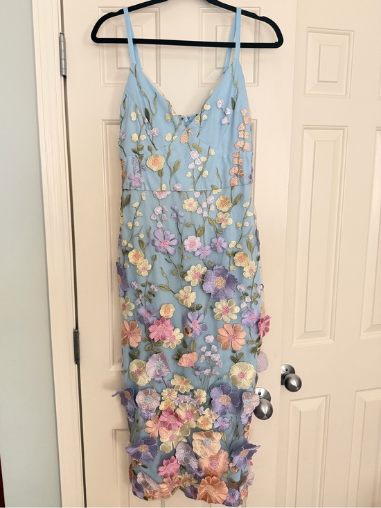 bebe Dresses & Skirts - bebe Light Blue Floral Embroidered Dress